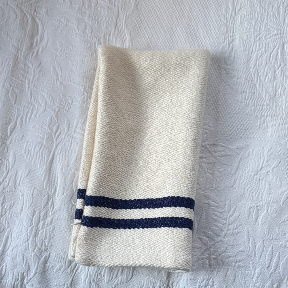 Calvin Klein Cream Pillow Cover with Navy Stripes - Picture 8 of 8